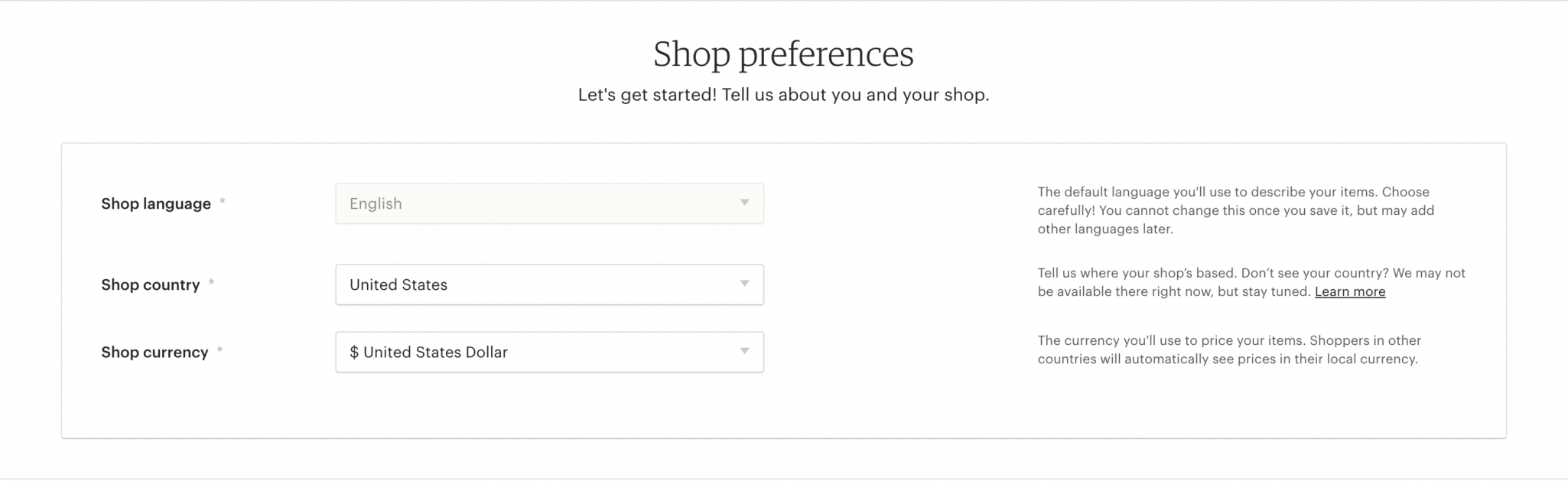 Language and Currency Selection