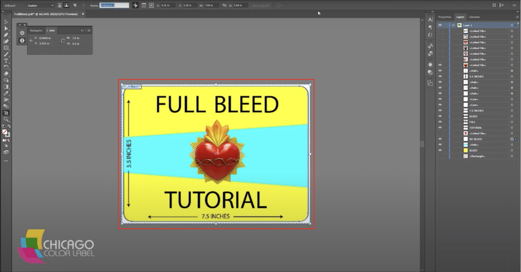 Step 3 Expand the artboard by .03 - .05 inches on all sides