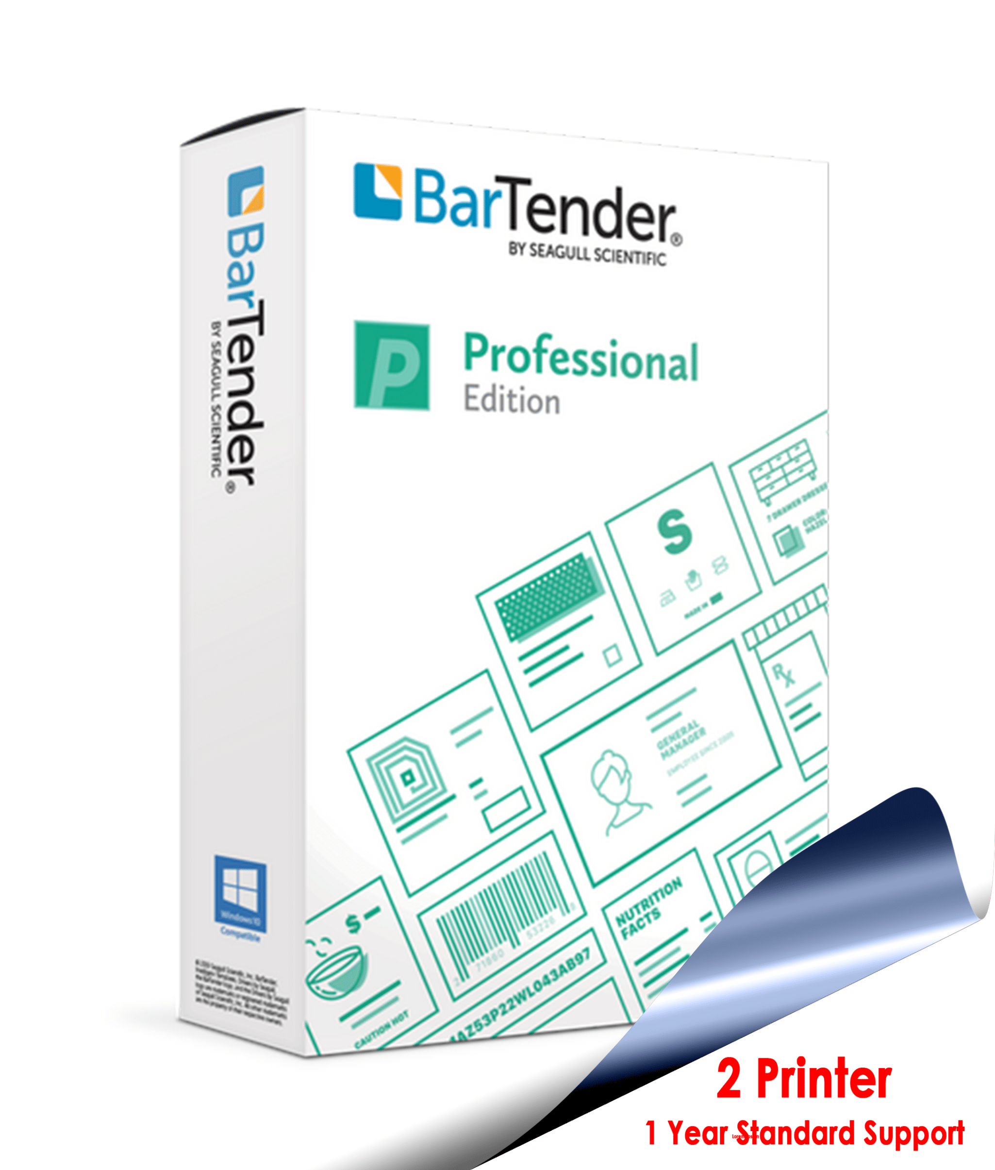 Bartender Professional - 2 Printer (1 YR Support)