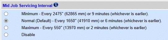 Screenshot of Mid Job Servicing setting
